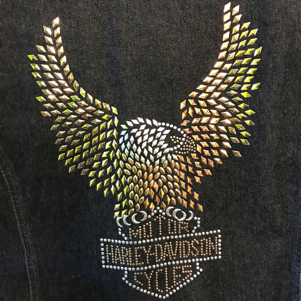 Harley Davidson Jean Jacket Sz L With Bling